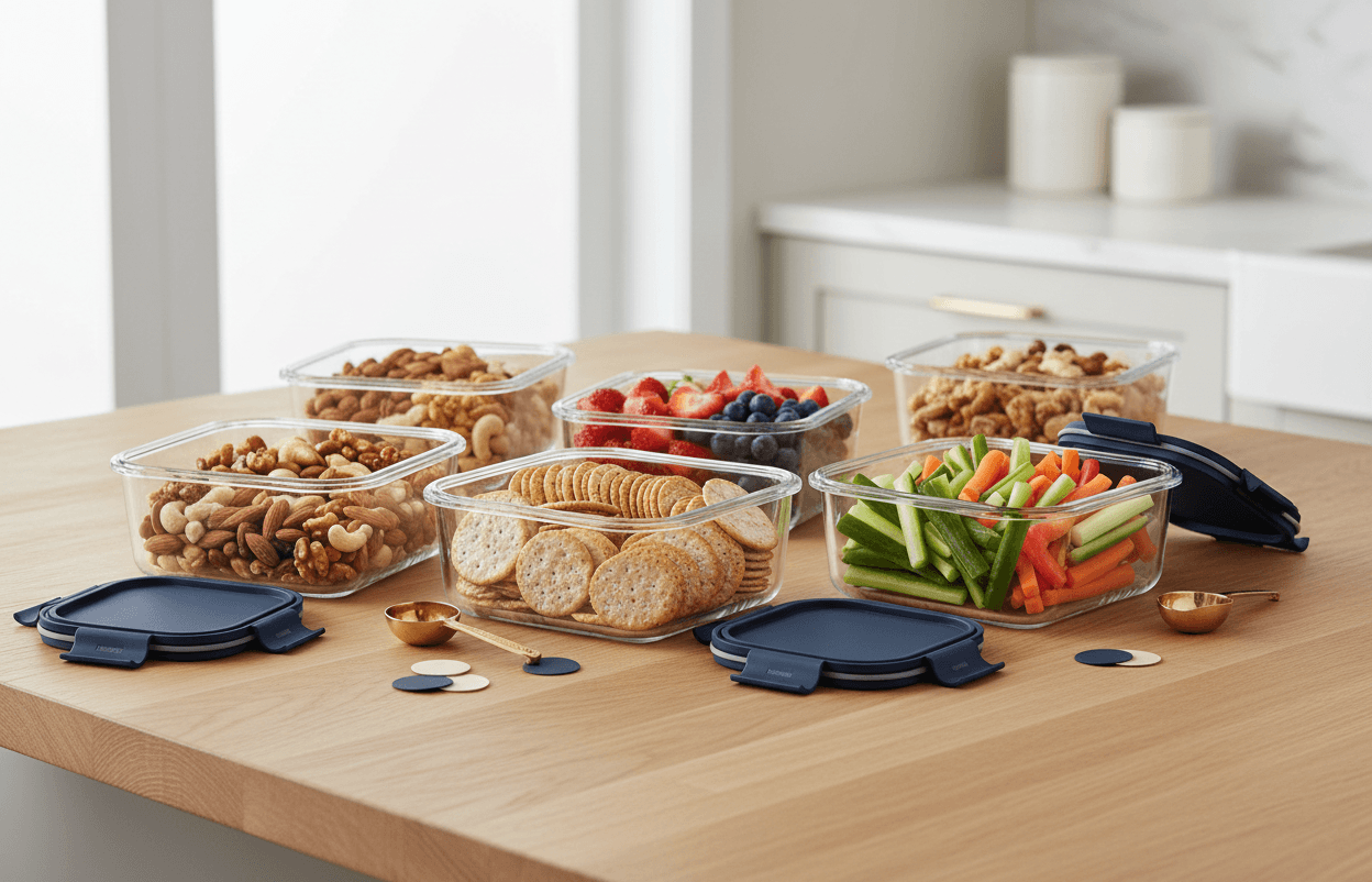 Existing Northstar containers arranged as a weekend snack station